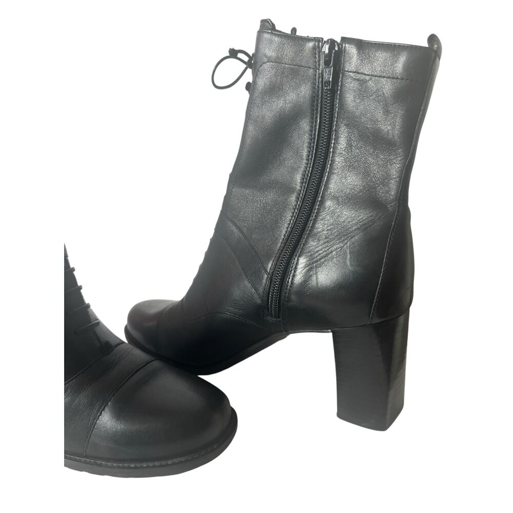 Vintage Naturalizer Black Leather Heeled Granny Ankle Boots Size 9 - Picture 10 of 12